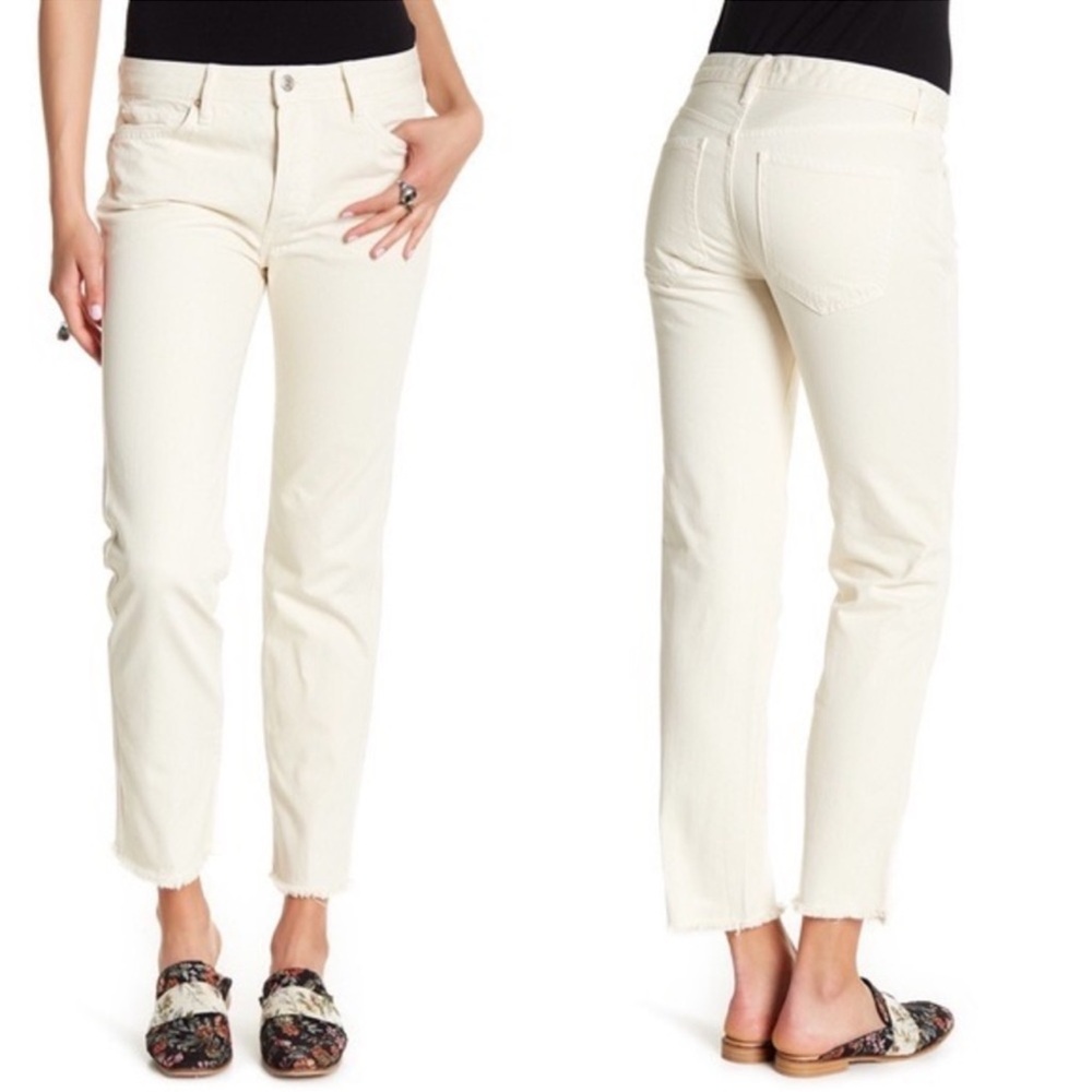 WE THE FREE Cream Boyfriend Jeans Button Fly Raw Hem Size 29 -- SUMMER STAPLE!!! - Picture 3 of 11